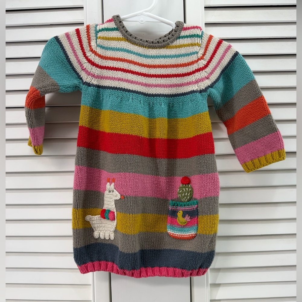Catimini Size 6M Striped Lama Sweater Dress